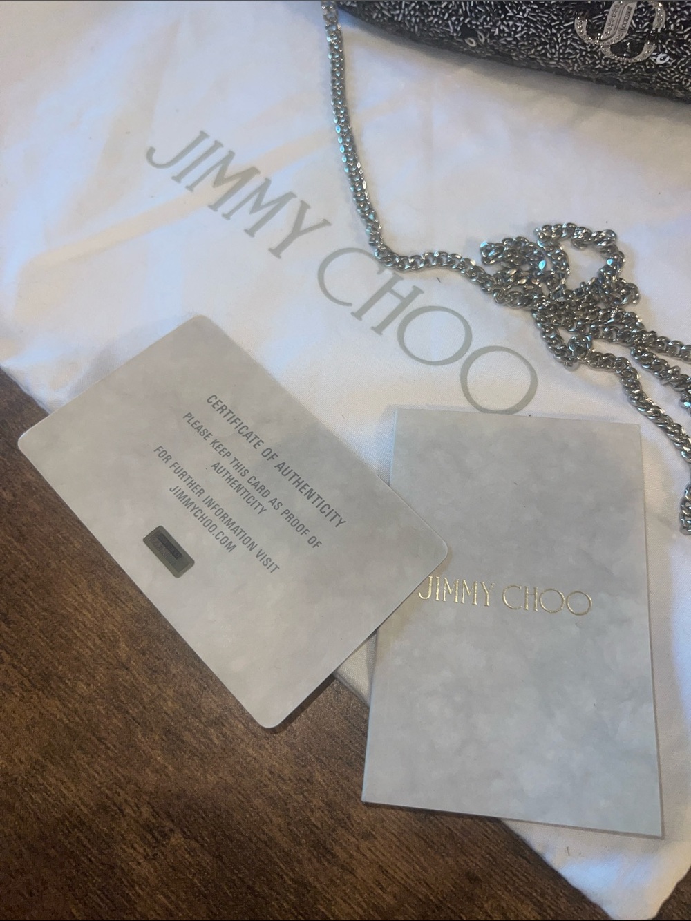 Jimmy Choo Silver/Graphite Sequin Drawstring Mini Bucket Bag - Picture 8 of 13
